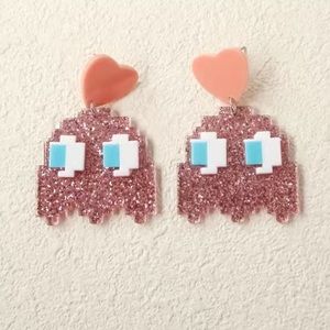 Gamer Girl PacMan Ghost Drop Earrings